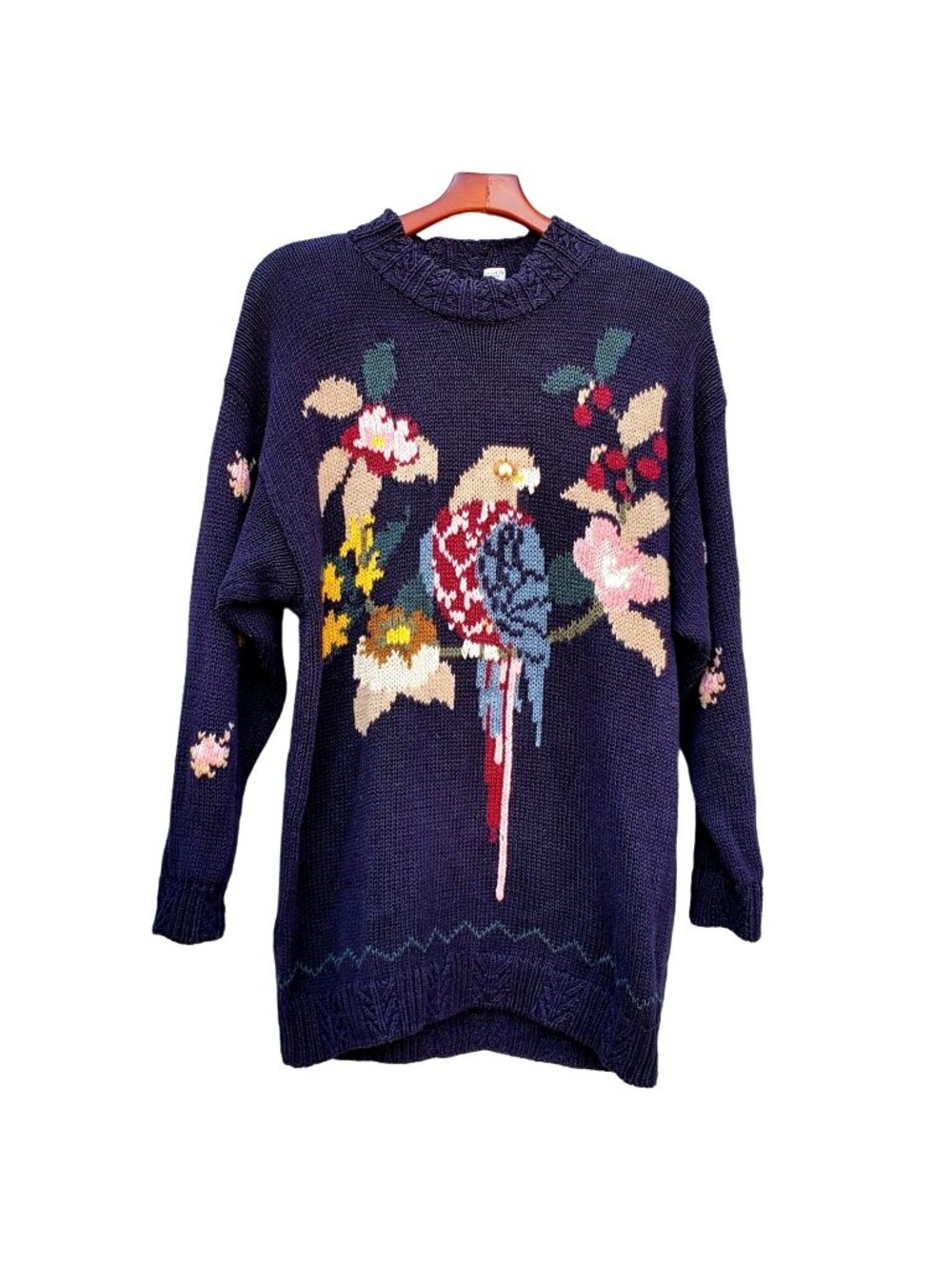 Volup Vintage 80s Tarazzia Design Group Parrot Knit Novelty Sweater XL